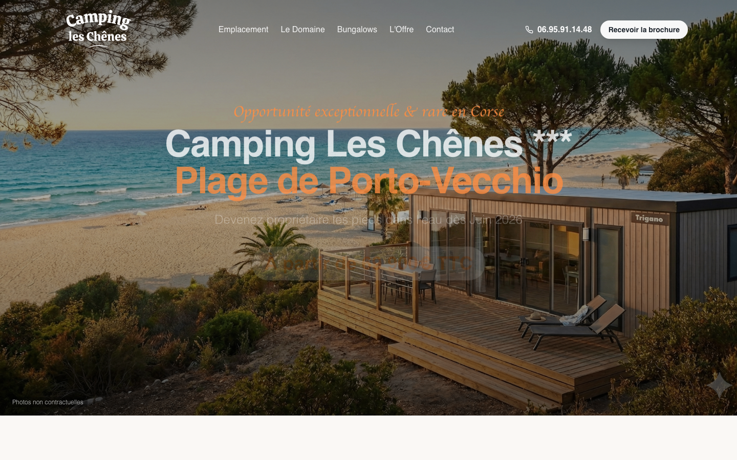 Capture d'écran du site Bungalows Corsica